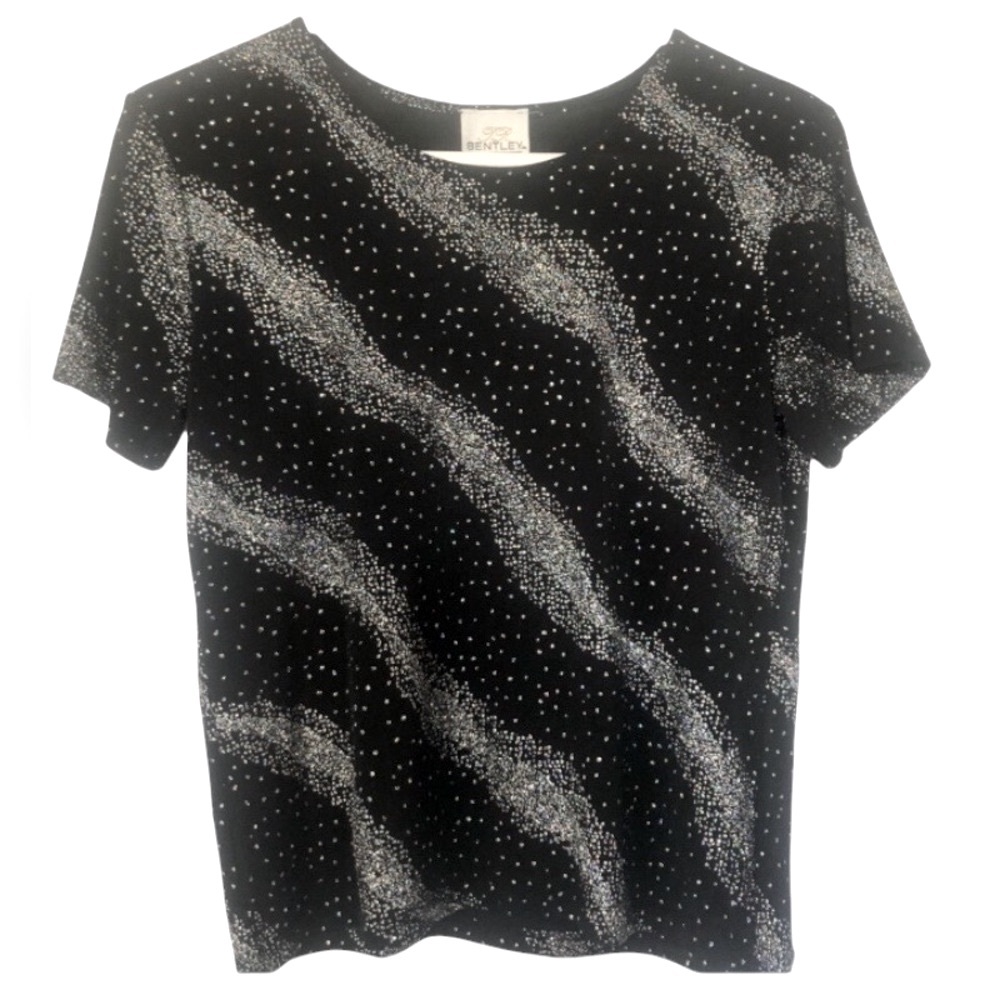 Vintage 90s TR Bentley silver glitter short sleeve shirt